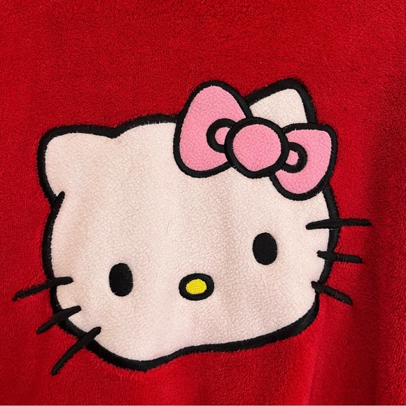 Sanrio Hello Kitty Red Plush Bath Robe Pockets Embroidered Womens Size L - Picture 11 of 14